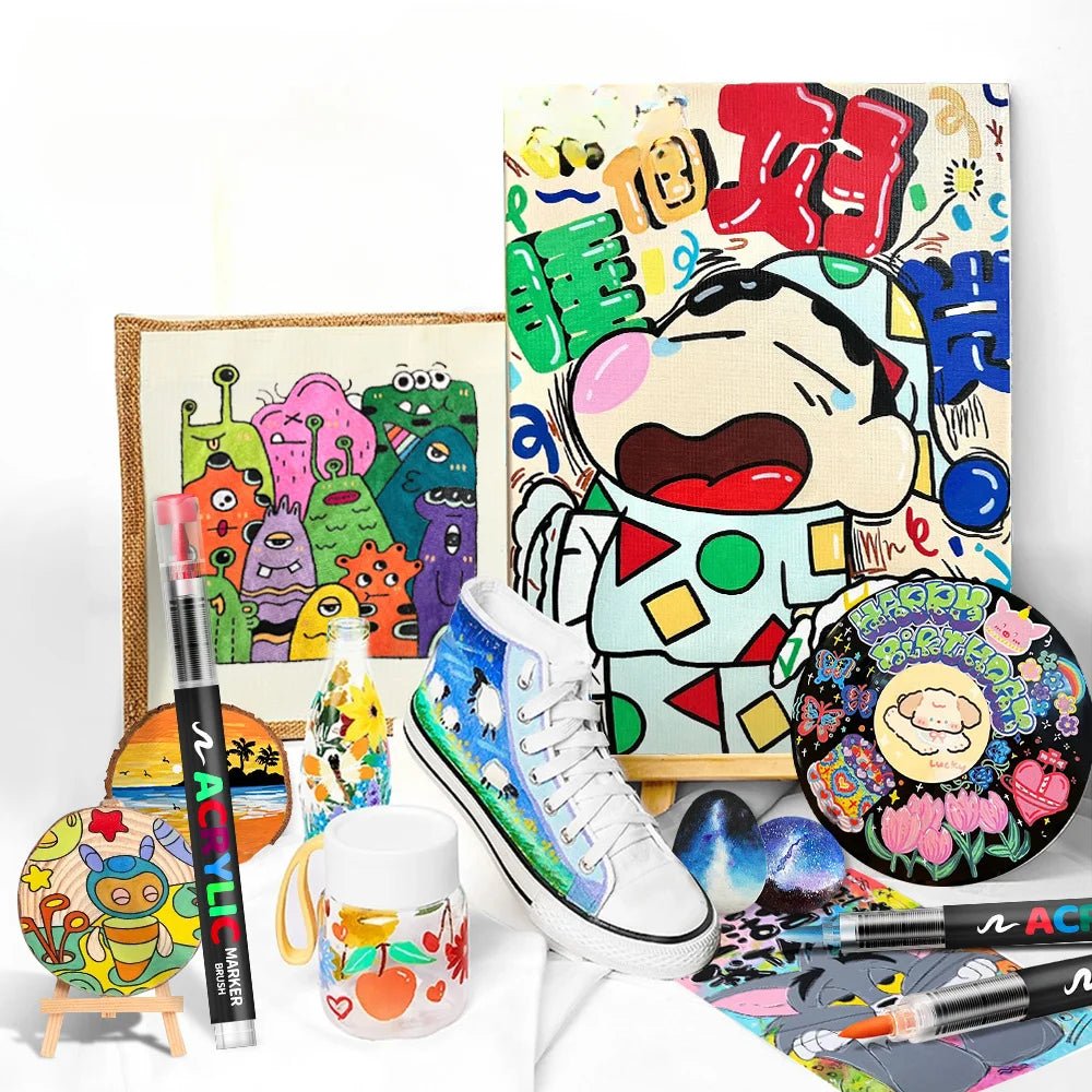 12/24/36/48Colors/set Acrylic Marker Pen Paint Brush Pen Painting Coloring Pen DIY Graffiti Art Making School and Office Supplie - Checkouts USA