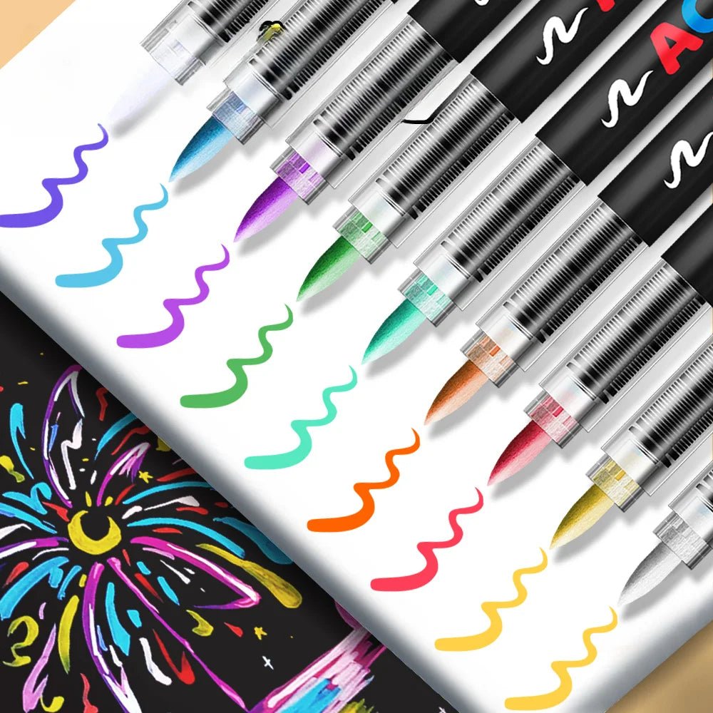 12/24/36/48Colors/set Acrylic Marker Pen Paint Brush Pen Painting Coloring Pen DIY Graffiti Art Making School and Office Supplie - Checkouts USA