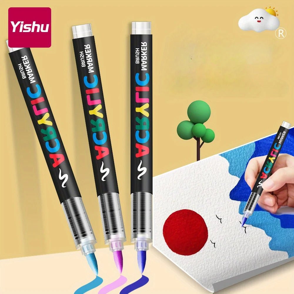 12/24/36/48Colors/set Acrylic Marker Pen Paint Brush Pen Painting Coloring Pen DIY Graffiti Art Making School and Office Supplie - Checkouts USA
