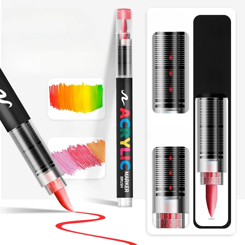 12/24/36/48Colors/set Acrylic Marker Pen Paint Brush Pen Painting Coloring Pen DIY Graffiti Art Making School and Office Supplie - Checkouts USA