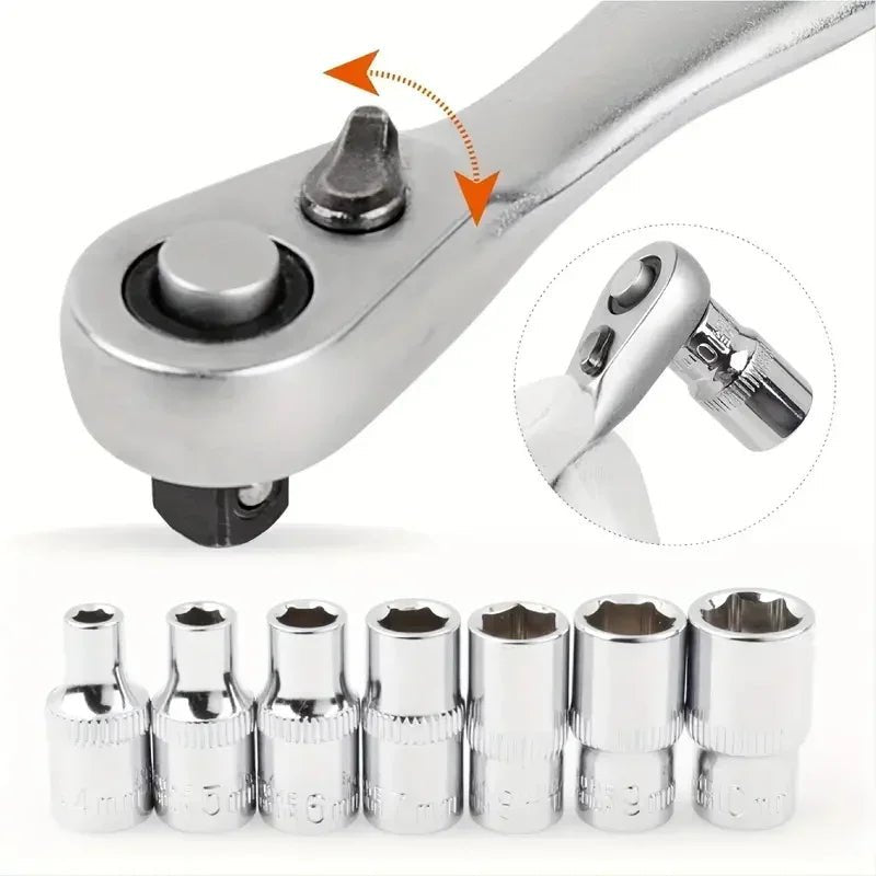 1/4 3/8 1/2 Inch Drive Stubby Ratchet Set with Short Handle Quick - Release Head Mini Ratchet Wrench Efficient Auto Repair Tool - Checkouts USA