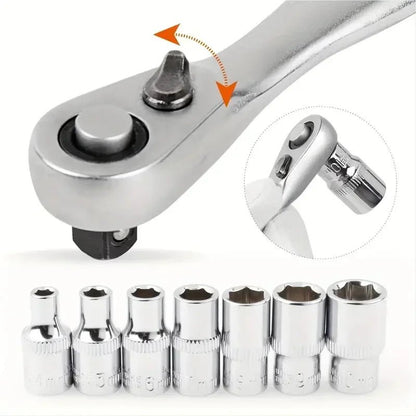 1/4 3/8 1/2 Inch Drive Stubby Ratchet Set with Short Handle Quick - Release Head Mini Ratchet Wrench Efficient Auto Repair Tool - Checkouts USA