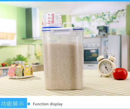 1.5kg/2kg Dog Cat Food Pail Plastic Storage Tank with Measuring Cup Container Moisture - proof Sealed Jar Pet Supplies Accessories - Furbury