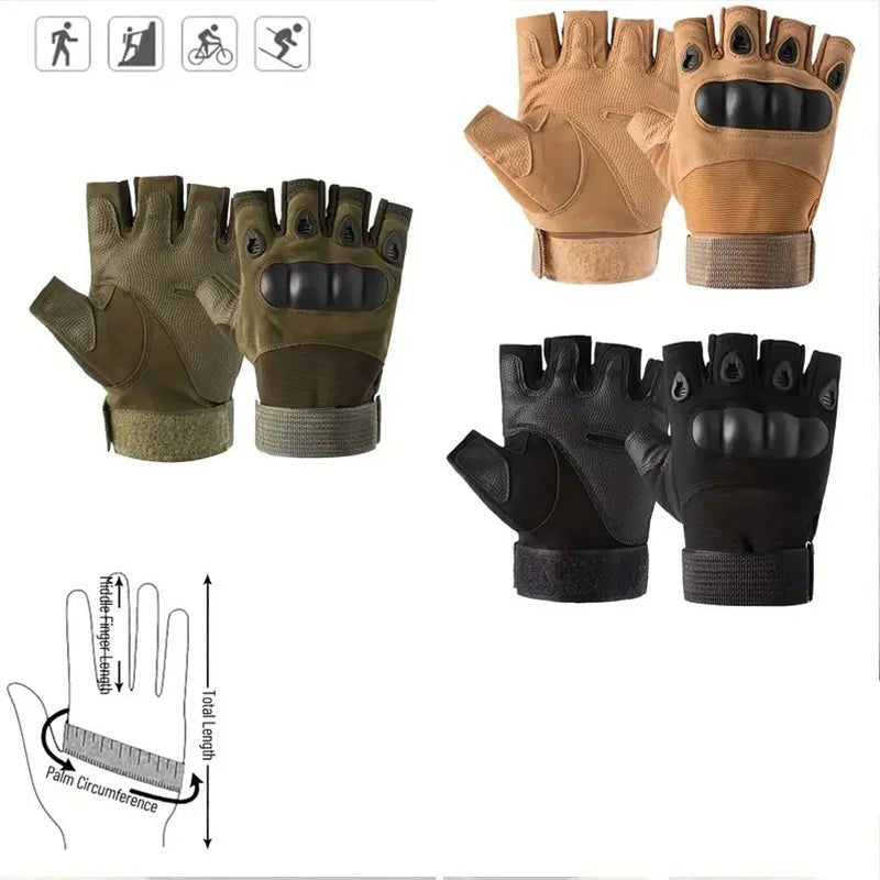 1Pair Tactical Fingerless Gloves for Men - Ideal for Outdoor Sports, Shooting, Hunting, Airsoft, and Cycling - Checkouts UK