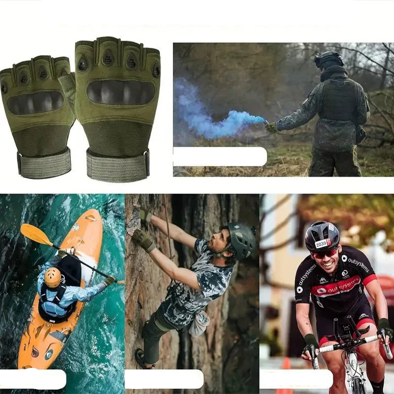 1Pair Tactical Fingerless Gloves for Men - Ideal for Outdoor Sports, Shooting, Hunting, Airsoft, and Cycling - Checkouts UK