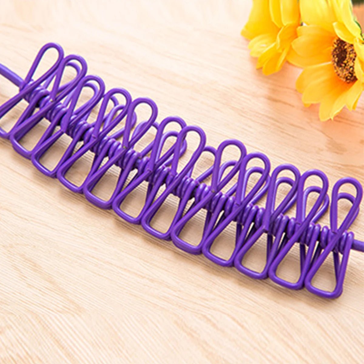 1pc Portable Travel Retractable Camping Adjustable Clothesline With 12pcs Clips, Drying Clothes For Outdoor And Indoor - Checkouts UK