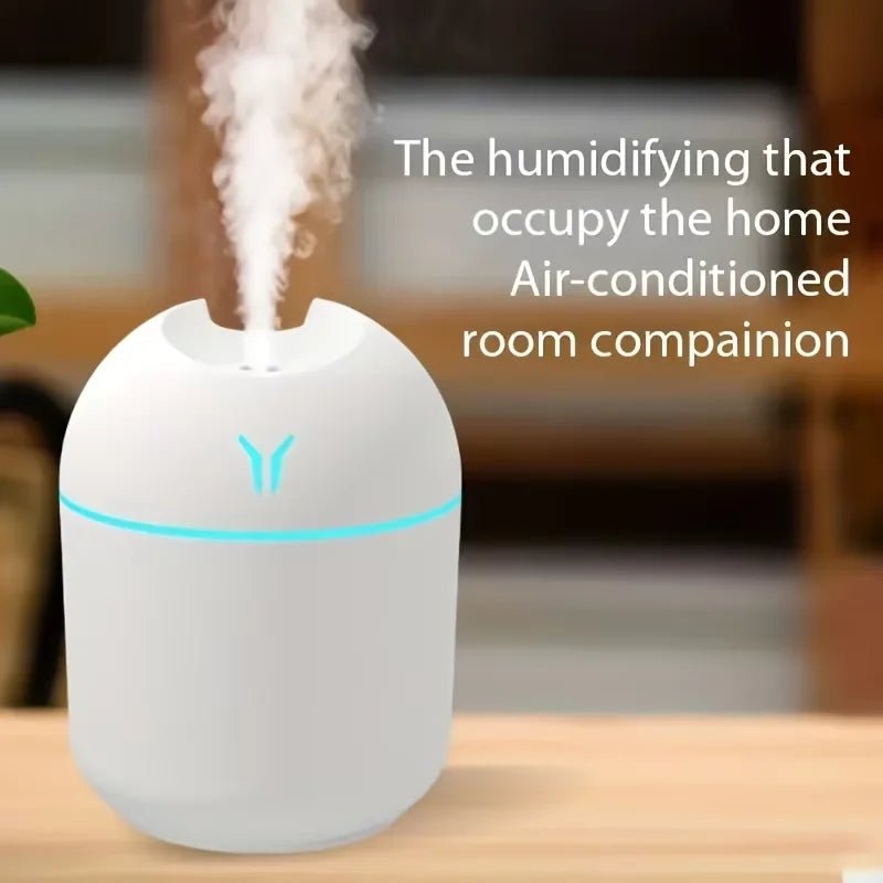 1pc Portable USB ultrasonic air humidifier, essential oil diffuser, car purifier with LED light romantic light - Checkouts UK