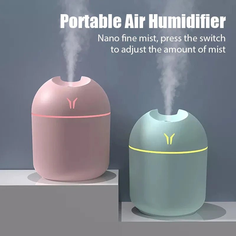 1pc Portable USB ultrasonic air humidifier, essential oil diffuser, car purifier with LED light romantic light - Checkouts UK