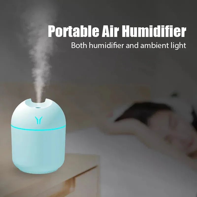 1pc Portable USB ultrasonic air humidifier, essential oil diffuser, car purifier with LED light romantic light - Checkouts UK