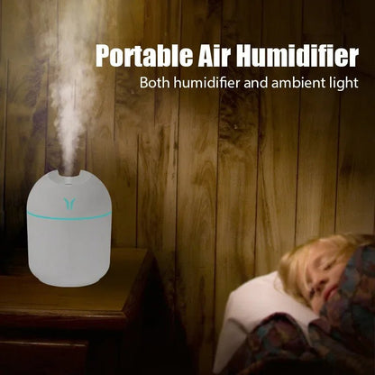 1pc Portable USB ultrasonic air humidifier, essential oil diffuser, car purifier with LED light romantic light - Checkouts UK