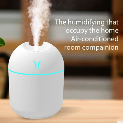 1pc Portable USB ultrasonic air humidifier, essential oil diffuser, car purifier with LED light romantic light - Checkouts UK