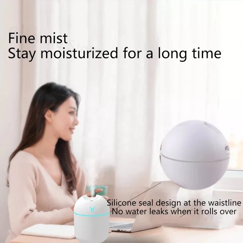 1pc Portable USB ultrasonic air humidifier, essential oil diffuser, car purifier with LED light romantic light - Checkouts UK