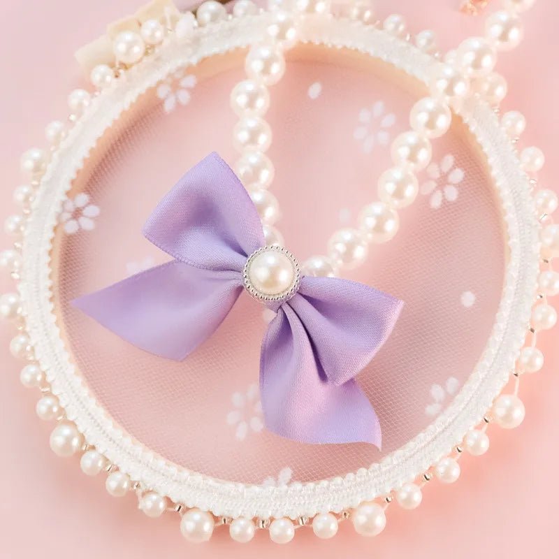 1Pcs New Pet Collar Pearl Bow Necklace Cat Jewelry Cute Collar Puppy Accessories Dog Chain Chihuahua Wedding Jewelry Stuff - Furbury