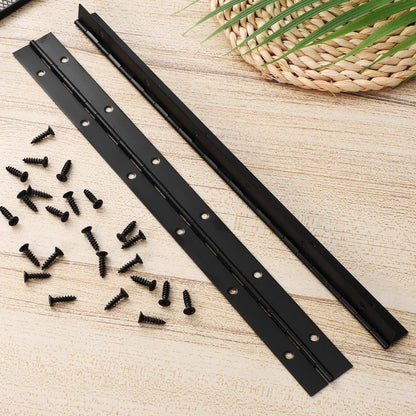 2 pcs Black Piano Long Hinge Wooden Box Hinge Table Chair Fixed Hinge Heavy Duty Iron Hinge With Screw Wear Resistant Hardware - Checkouts USA