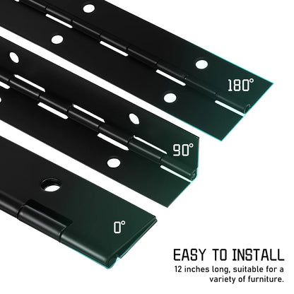 2 pcs Black Piano Long Hinge Wooden Box Hinge Table Chair Fixed Hinge Heavy Duty Iron Hinge With Screw Wear Resistant Hardware - Checkouts USA