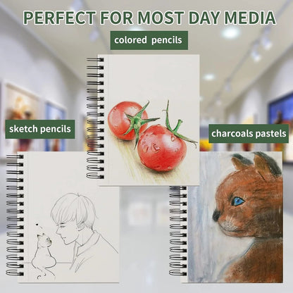 2 pcs/30 Sheet Thickened Spiral Sketchbook - Premium Quality Paper for Vibrant Colors & Smooth Drawing - For Art Students - Checkouts USA