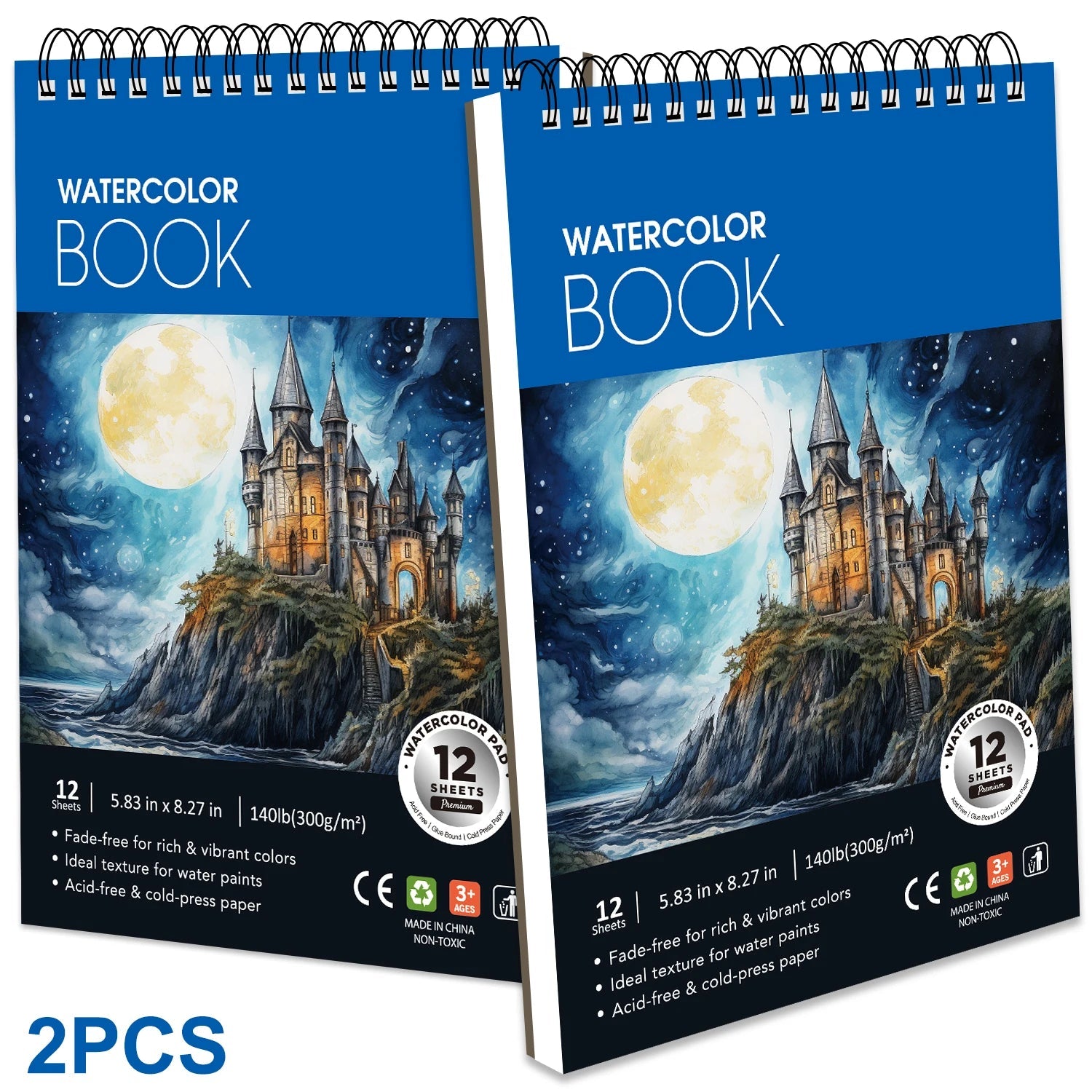 2 pcs/30 Sheet Thickened Spiral Sketchbook - Premium Quality Paper for Vibrant Colors & Smooth Drawing - For Art Students - Checkouts USA