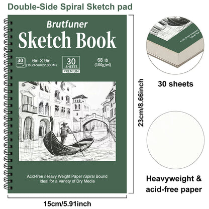2 pcs/30 Sheet Thickened Spiral Sketchbook - Premium Quality Paper for Vibrant Colors & Smooth Drawing - For Art Students - Checkouts USA
