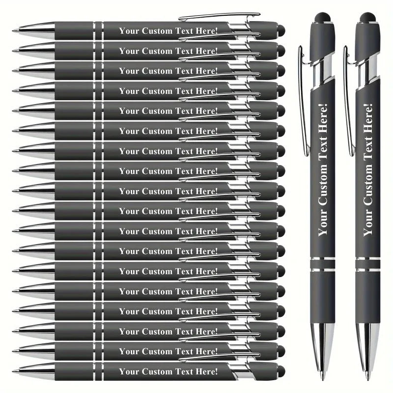 20 Personalized Pens with Stylus - Customizable Ballpoint Pen Set - Perfect for Office, School, Journaling, and Art Projects - Checkouts USA