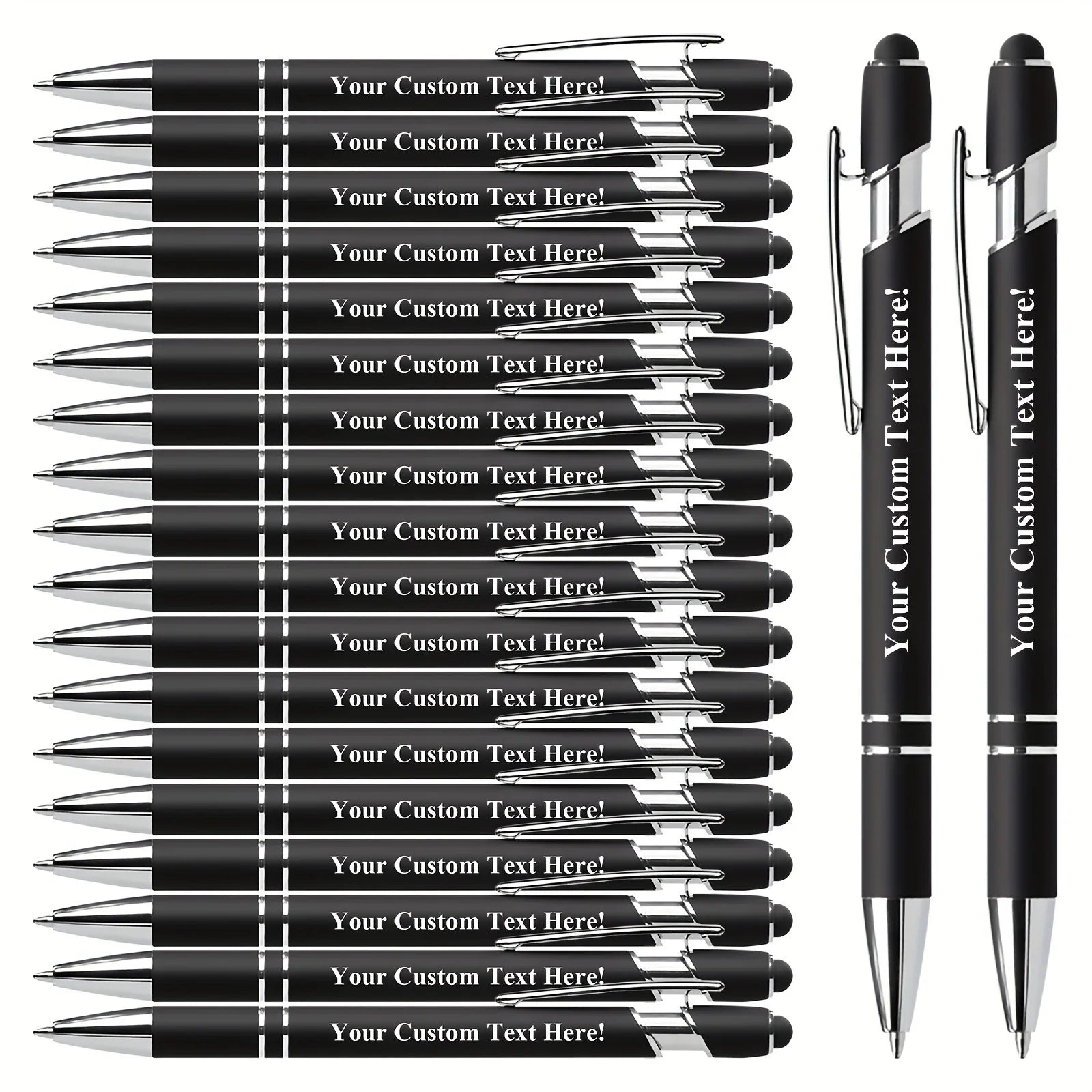 20 Personalized Pens with Stylus - Customizable Ballpoint Pen Set - Perfect for Office, School, Journaling, and Art Projects - Checkouts USA