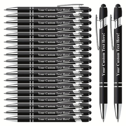 20 Personalized Pens with Stylus - Customizable Ballpoint Pen Set - Perfect for Office, School, Journaling, and Art Projects - Checkouts USA