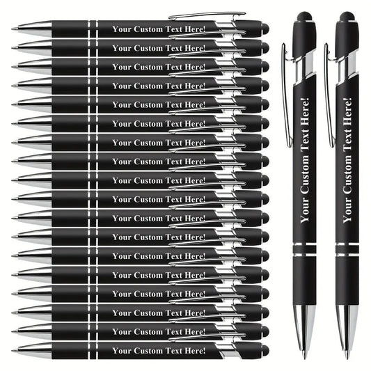 20 Personalized Pens with Stylus - Customizable Ballpoint Pen Set - Perfect for Office, School, Journaling, and Art Projects - Checkouts USA