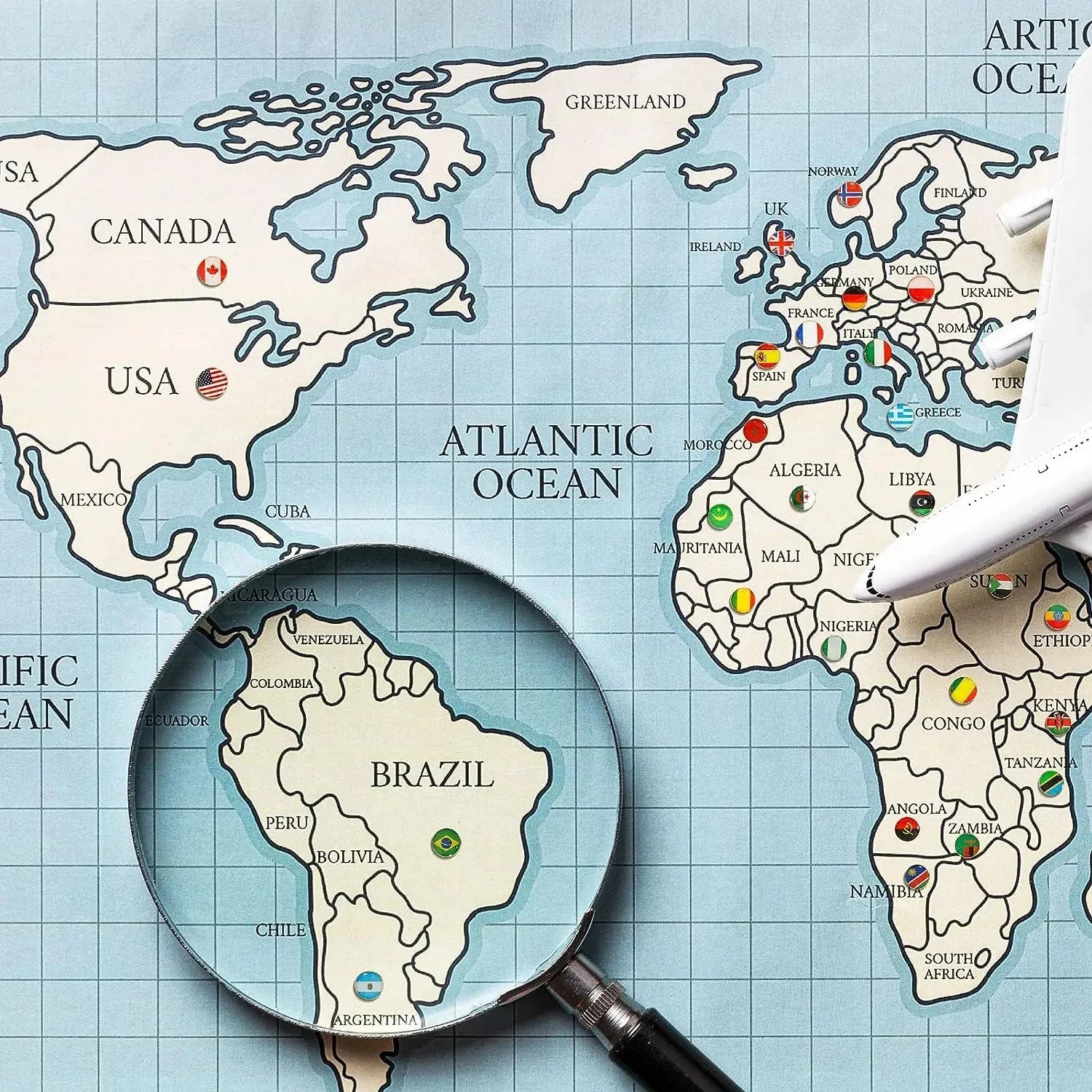 200Pcs National Flag Pins Thumb Tacks Creative Country Map Push Pin Golden Push Pins Decorative Drawing Pins With Flag Index - Checkouts USA