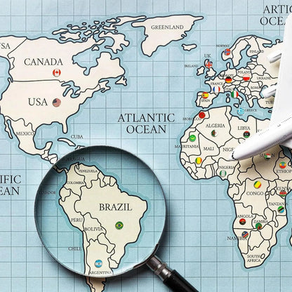 200Pcs National Flag Pins Thumb Tacks Creative Country Map Push Pin Golden Push Pins Decorative Drawing Pins With Flag Index - Checkouts USA