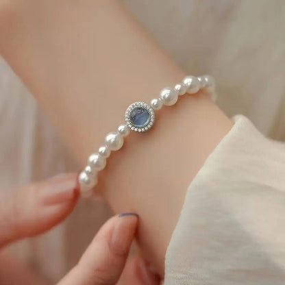 2024 New Design Aquamaro Pearl S925 Sterling Silver Bracelet Niche Personalized Gift Light Luxury Women's High - end Jewelry - Checkouts USA