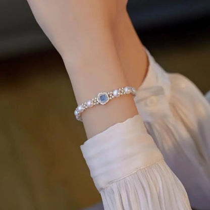 2024 New Design Aquamaro Pearl S925 Sterling Silver Bracelet Niche Personalized Gift Light Luxury Women's High - end Jewelry - Checkouts USA
