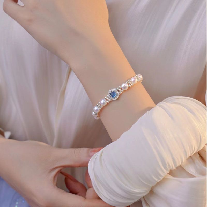 2024 New Design Aquamaro Pearl S925 Sterling Silver Bracelet Niche Personalized Gift Light Luxury Women's High - end Jewelry - Checkouts USA