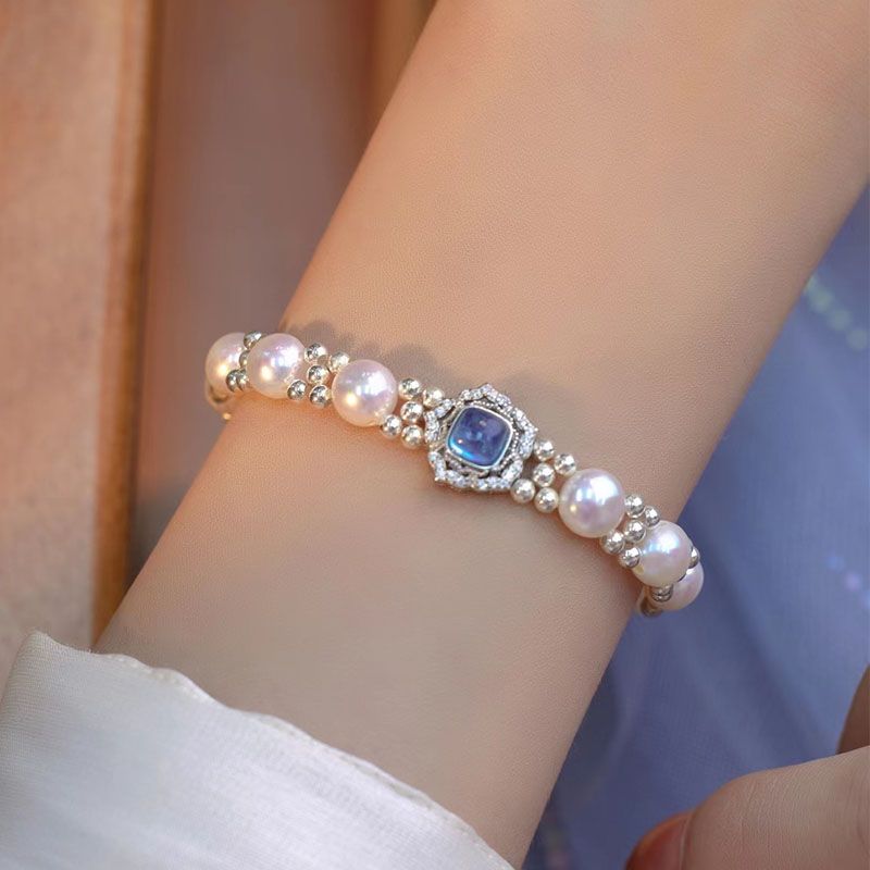 2024 New Design Aquamaro Pearl S925 Sterling Silver Bracelet Niche Personalized Gift Light Luxury Women's High - end Jewelry - Checkouts USA
