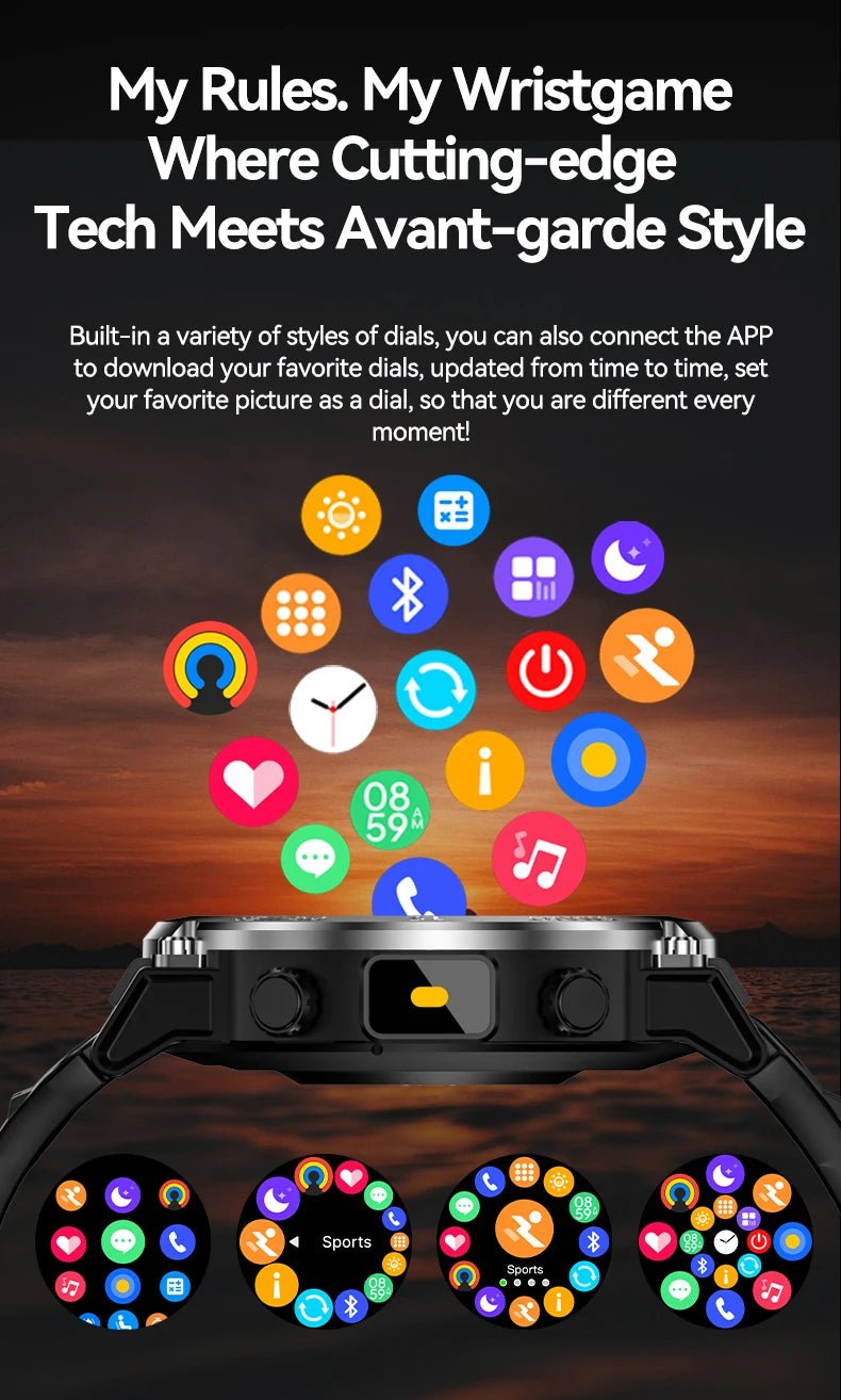 2025 New Rugged Military Smart Watch Men's Heart Rate Flashlight Outdoor Sports Tracker Bluetooth Talk Smart Watch - Checkouts USA