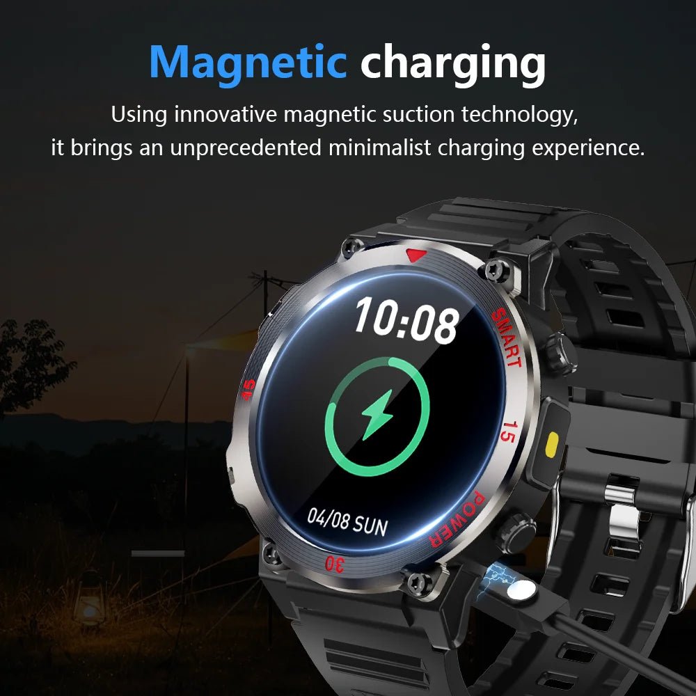 2025 New Rugged Military Smart Watch Men's Heart Rate Flashlight Outdoor Sports Tracker Bluetooth Talk Smart Watch - Checkouts USA