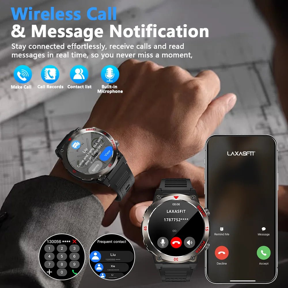 2025 New Rugged Military Smart Watch Men's Heart Rate Flashlight Outdoor Sports Tracker Bluetooth Talk Smart Watch - Checkouts USA