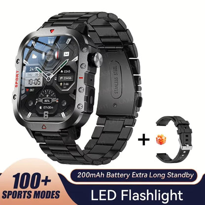 2025 Rugged Military Smart Watch Men's Outdoor Watch 2.01" HD Touch Screen Voice Bluetooth Call Smartwatch - Checkouts USA