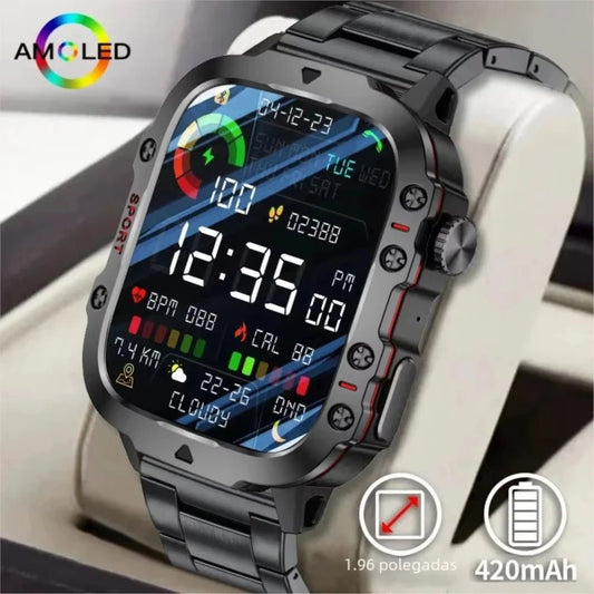 2025 Rugged Military Smart Watch Men's Outdoor Watch 2.01" HD Touch Screen Voice Bluetooth Call Smartwatch - Checkouts USA