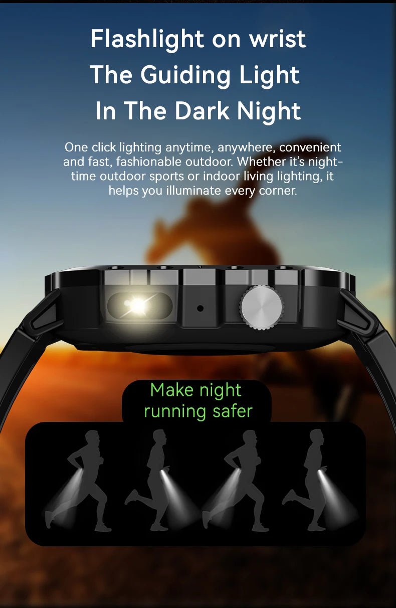 2025 Rugged Military Smart Watch Men's Outdoor Watch 2.01" HD Touch Screen Voice Bluetooth Call Smartwatch - Checkouts USA