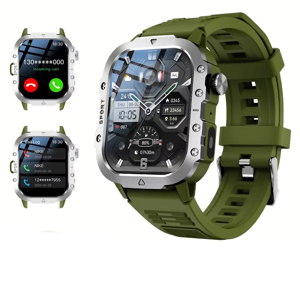 2025 Rugged Military Smart Watch Men's Outdoor Watch 2.01" HD Touch Screen Voice Bluetooth Call Smartwatch - Checkouts USA