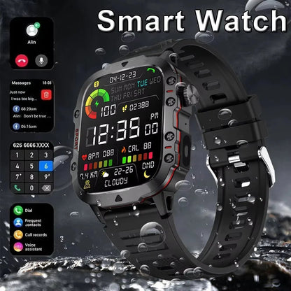 2025 Rugged Military Smart Watch Men's Outdoor Watch 2.01" HD Touch Screen Voice Bluetooth Call Smartwatch - Checkouts USA