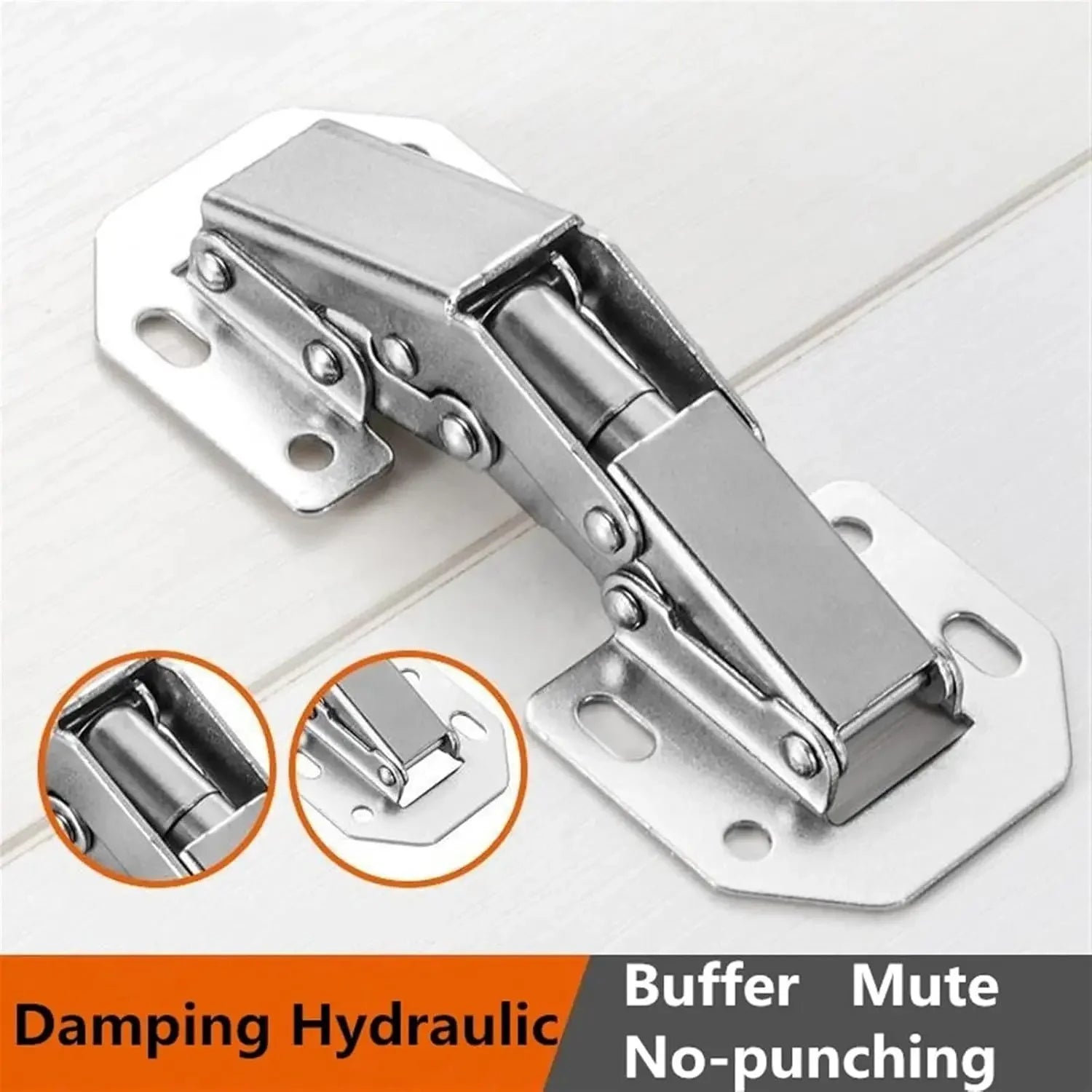 2/10PCS 90 Degree Steel Cabinet Hinges No - Drilling Buffer Hinge Kitchen Cabinet Cupboard Hinges DIY Furniture Hardware Tools - Checkouts USA