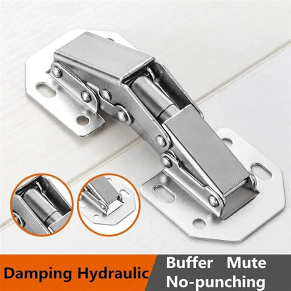 2/10PCS 90 Degree Steel Cabinet Hinges No - Drilling Buffer Hinge Kitchen Cabinet Cupboard Hinges DIY Furniture Hardware Tools - Checkouts USA