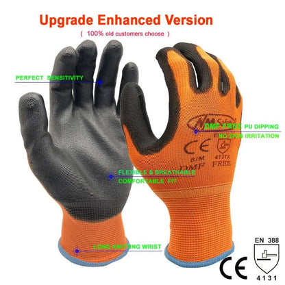 24Pieces/12 Pairs Work Gloves For PU Palm Coating Safety Protective Glove Nitrile Professional Safety Suppliers - Checkouts USA
