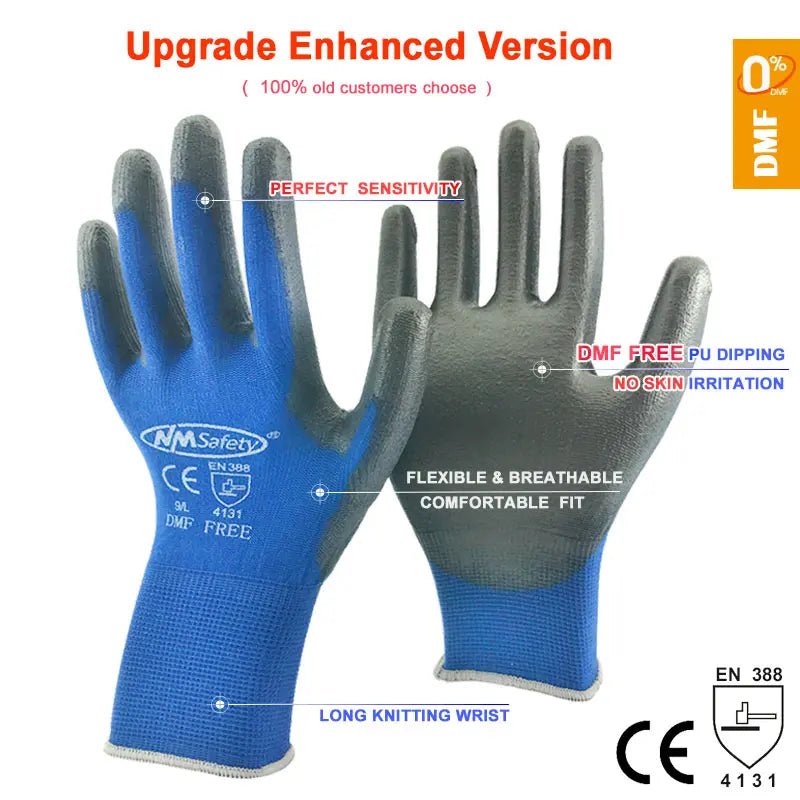 24Pieces/12 Pairs Work Gloves For PU Palm Coating Safety Protective Glove Nitrile Professional Safety Suppliers - Checkouts USA