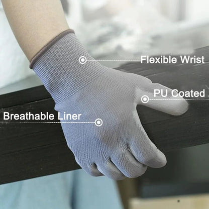 24Pieces/12 Pairs Work Gloves For PU Palm Coating Safety Protective Glove Nitrile Professional Safety Suppliers - Checkouts USA