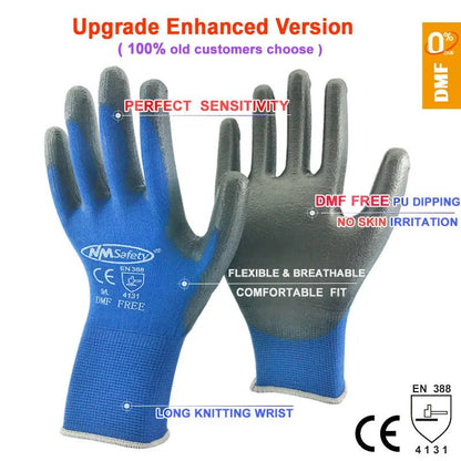 24Pieces/12 Pairs Work Gloves For PU Palm Coating Safety Protective Glove Nitrile Professional Safety Suppliers - Checkouts USA