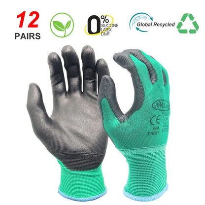 24Pieces/12 Pairs Work Gloves For PU Palm Coating Safety Protective Glove Nitrile Professional Safety Suppliers - Checkouts USA