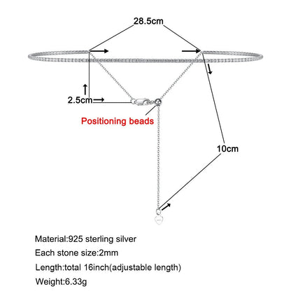 2mm Moissanite Tennis Necklace For Women S925 Silver Plated 18K Gold Sparking Rhinestone Choker Chain Wedding Jewelry Adjustable - Checkouts USA