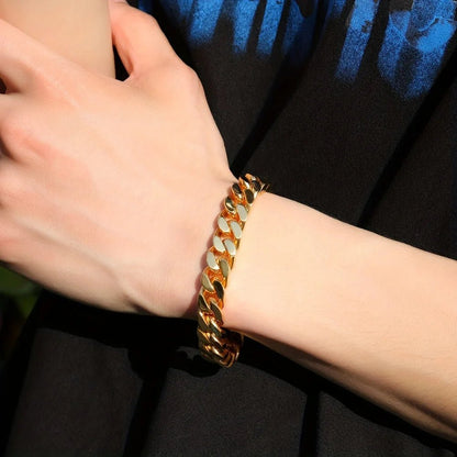 316 Stainless Steel Plated 18k Gold Fashion Crypto Cuban Chain Miami Rap Hip Hop Men's Bracelet Accessory - Checkouts USA
