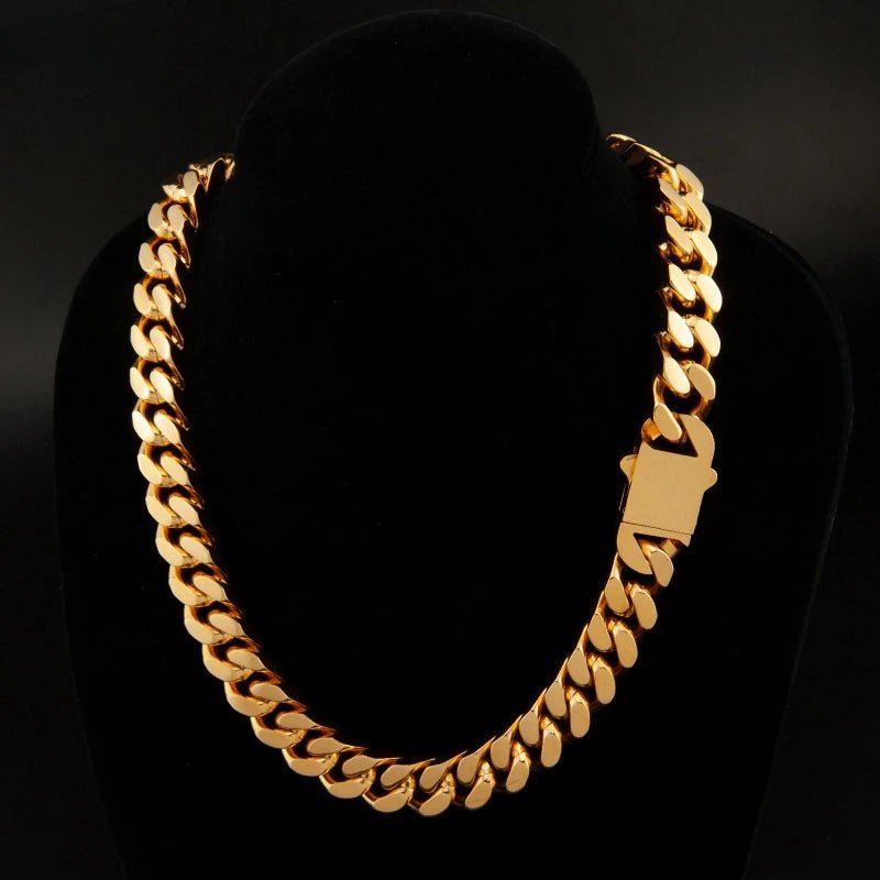 316 Stainless Steel Plated 18k Gold Fashion Crypto Cuban Chain Miami Rap Hip Hop Men's Bracelet Accessory - Checkouts USA